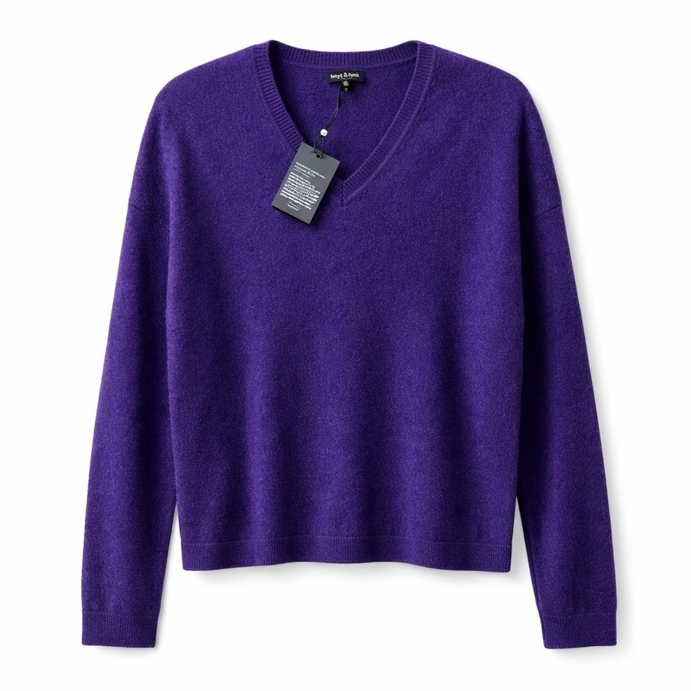 NWT Club Room Luxury Men's V-Neck Sweater 100% Cashmere In Purple, Size L